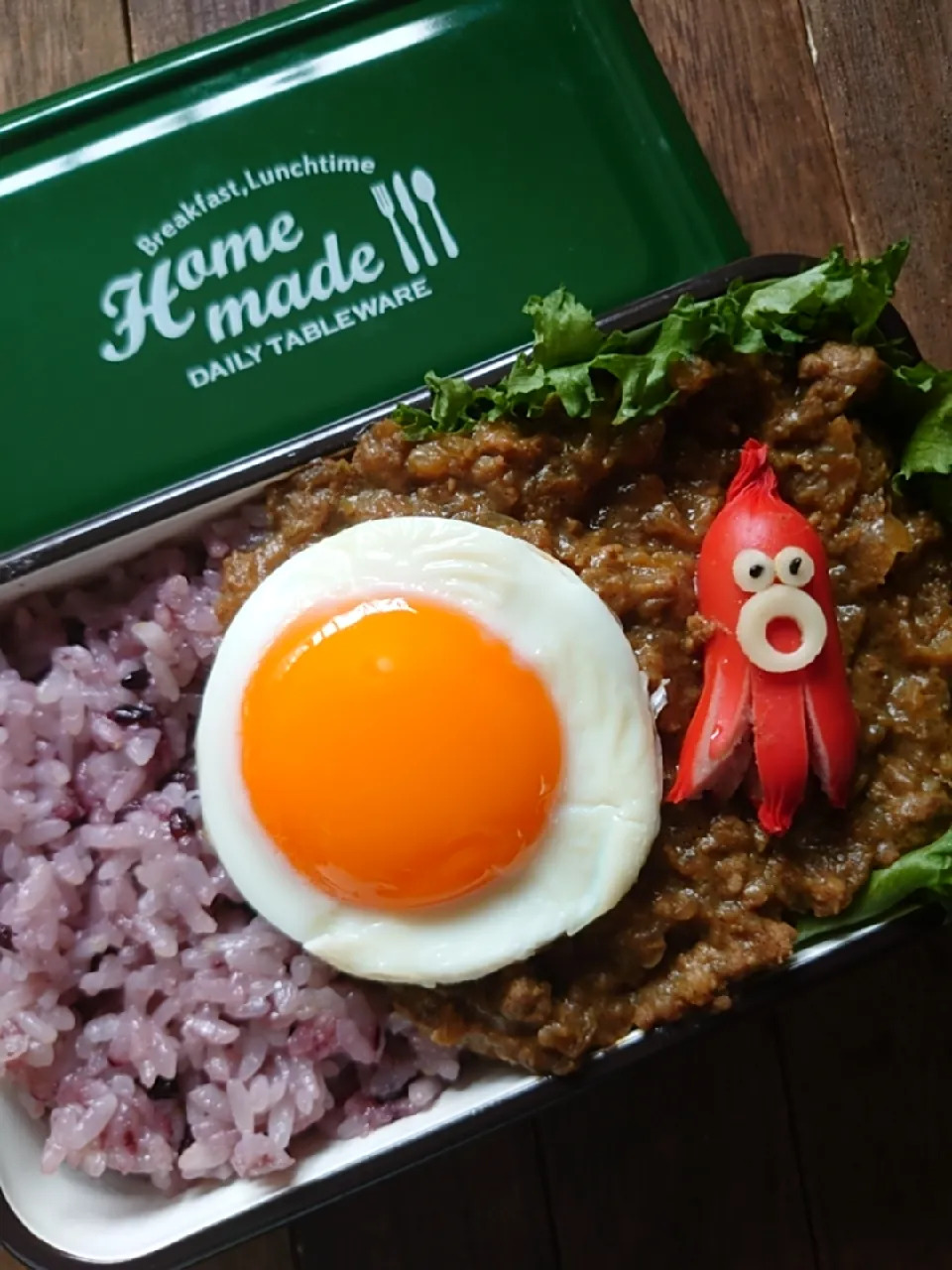 漢の…自分用👔ひき肉多めの黒米キーマカレー弁当🍱|ᵏᵒᵘさん