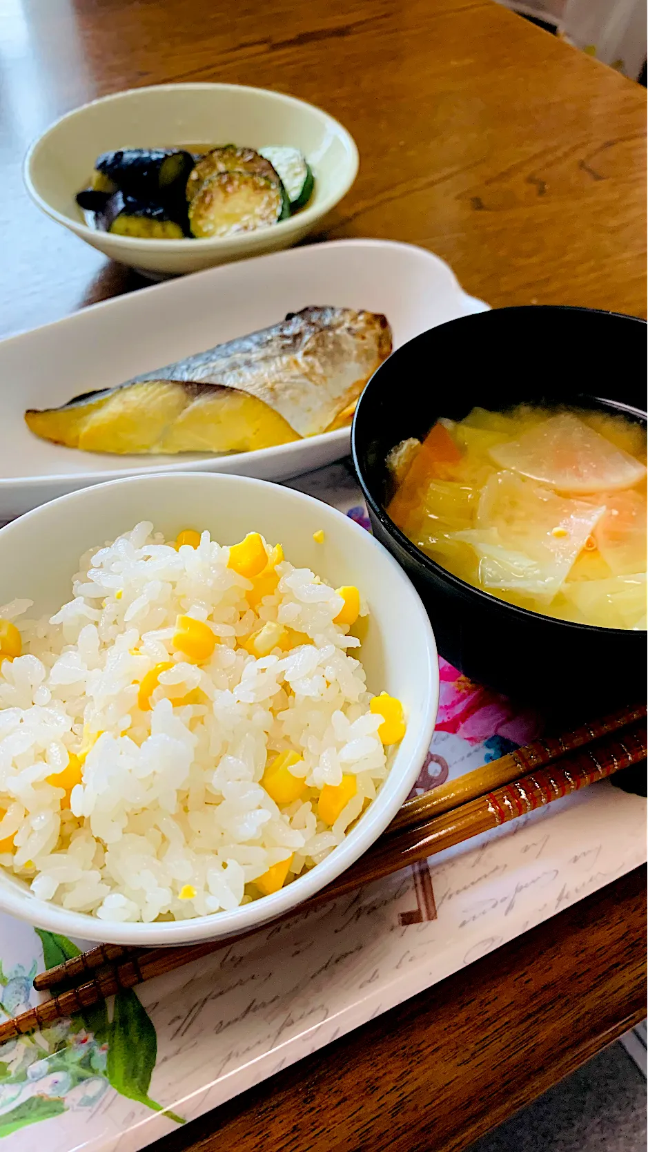 とうもろこしご飯とさわらの西京焼定食🌽🐟✨|ちはるさん