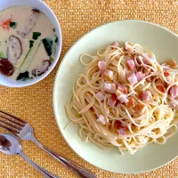 ホットクックでペペロンチーノ🍝、茶碗蒸し🥚