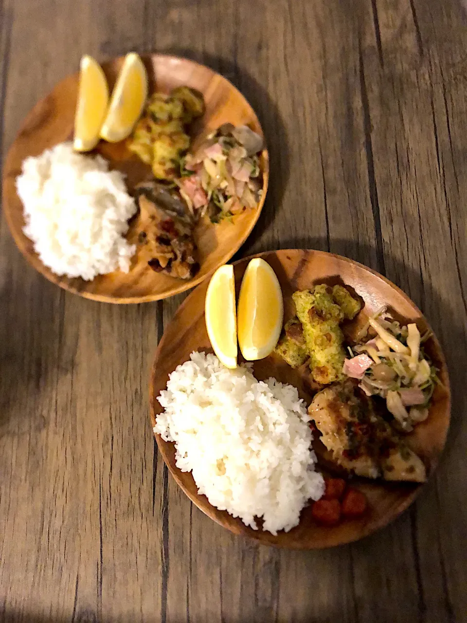 ネギ塩しまほっけ　豆苗とベーコンとしめじのコンソメ炒め　ちくわの磯辺揚げ　グレープフルーツ|そのみさん