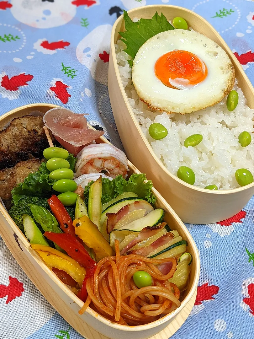 本日のお弁当〜。ハンバーグとハッセルバックポテト弁当〜。|f.1125beさん