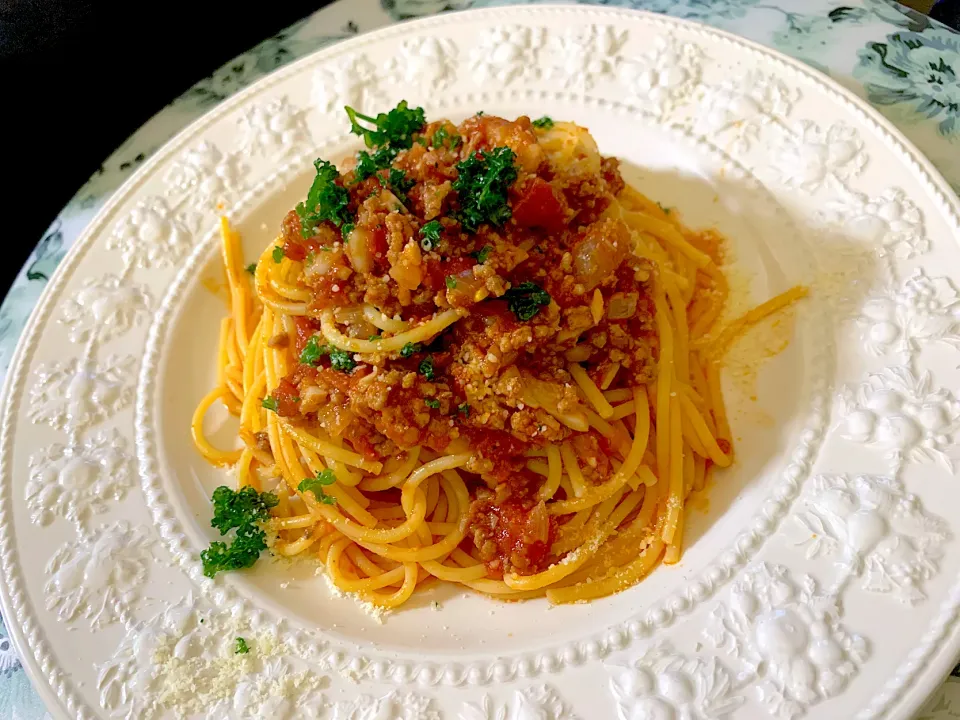 お久しぶりです♪papa特製ミートパスタ🍝絶品です|まりっぺさん