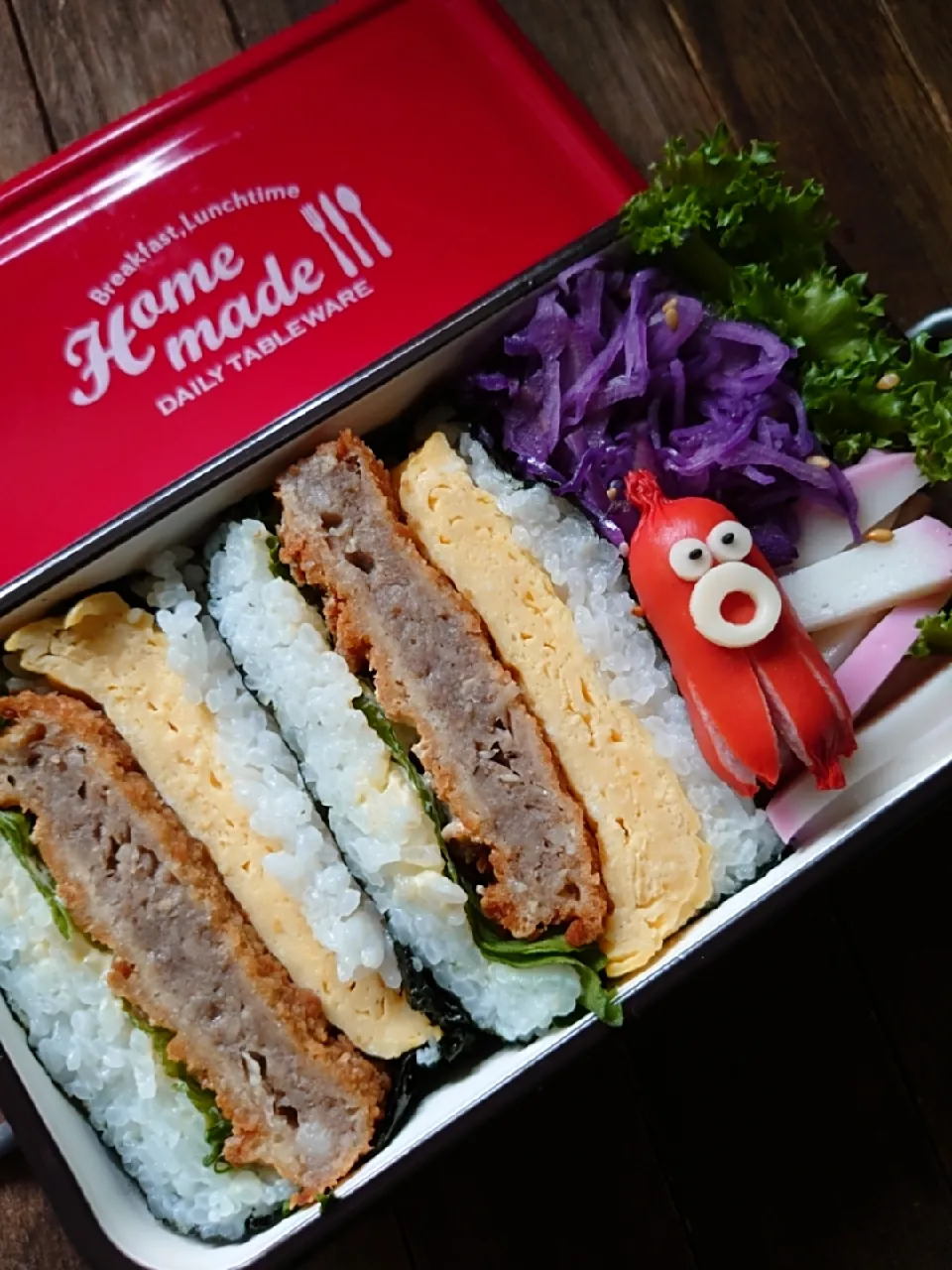 漢の…妻用🎽ボリューミーなメンチカツおにぎらず弁当🍱|ᵏᵒᵘさん