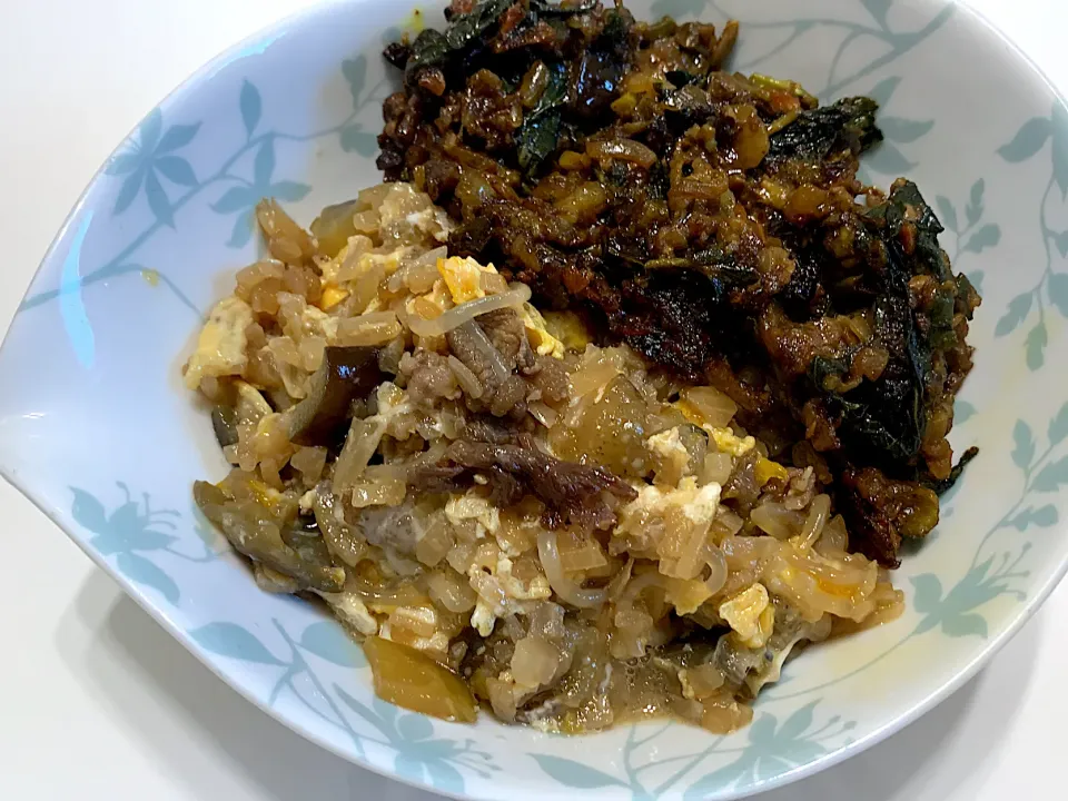 牛丼とモロヘイヤのカレー|卍さん