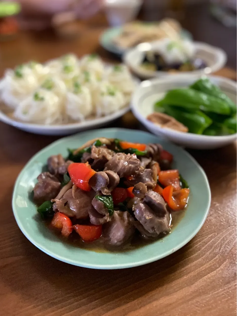 7/23の夕食　砂肝と野菜の甘辛煮炒め|yoneさん