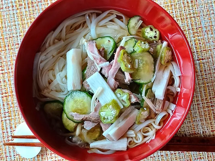 60代二人暮らしの冷蔵庫にあるもので冷やしぶっかけ稲庭饂飩|ぱいんてーるさん