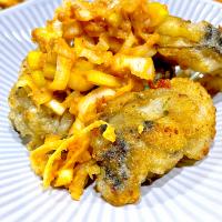 牡蠣の唐揚げ、あさりアチャール葱