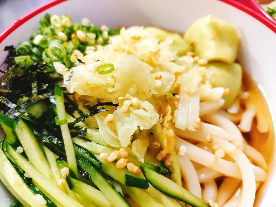 夏の冷やしかけうどん💚|きゅうちゃんさん