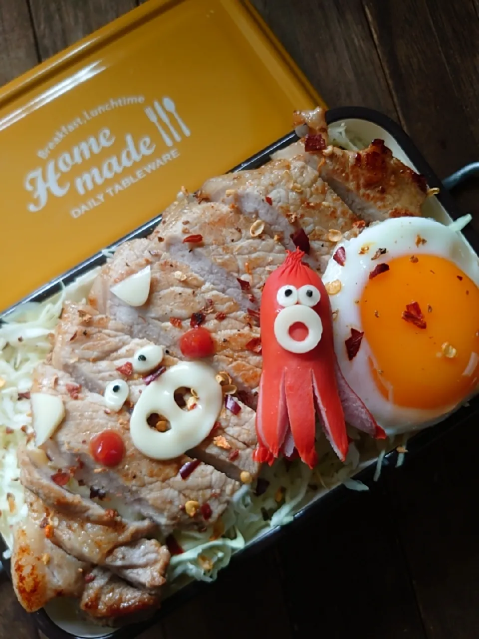 Snapdishの料理写真:漢の…自分用👔白飯がモリモリ食えるトンテキ弁当🍱|ᵏᵒᵘさん