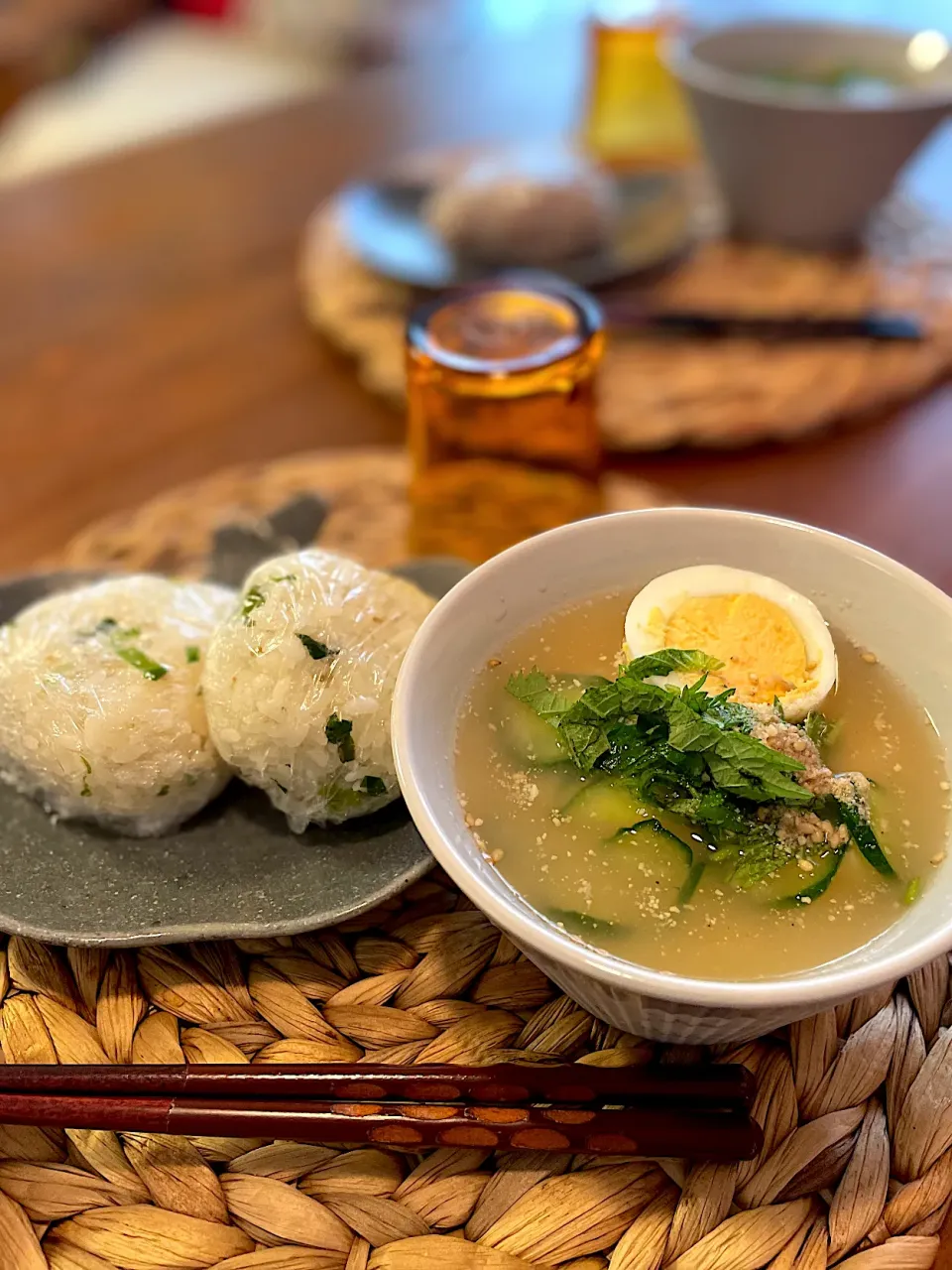 冷や汁、ネギむすび|ＭＡＲＵＥ家の食卓さん