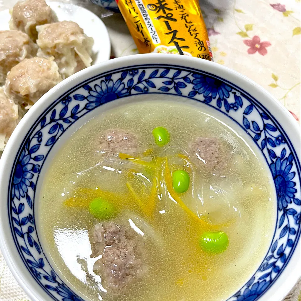 味の素香味ペーストで肉団子スープ|つるひめさん