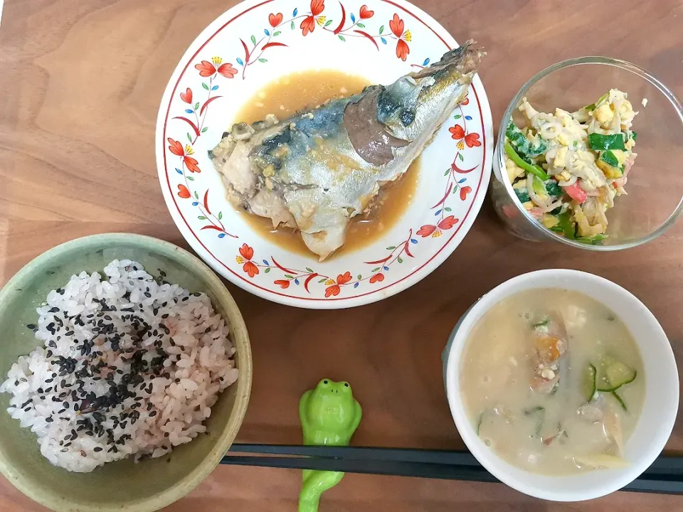 Snapdishの料理写真:夕食はサバの味噌煮🐟|あきもんさん