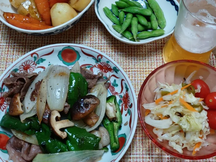 近江牛と玉ピーお醤油炒め|ぱいんてーるさん