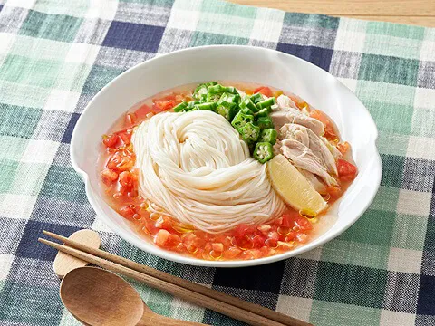 冷製出汁トマトスープそうめん|ヤマサ醤油公式アカウントさん