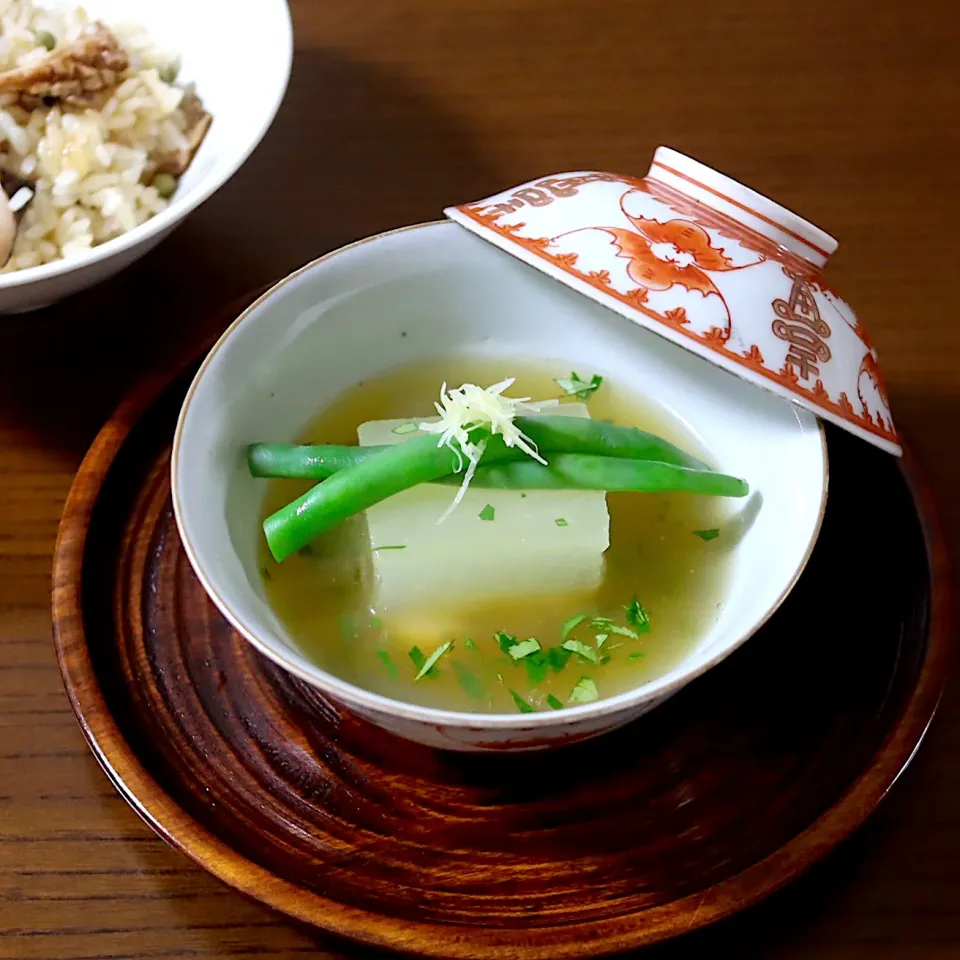 冬瓜饅頭　木の芽餡　と、鮑飯|かおるさん