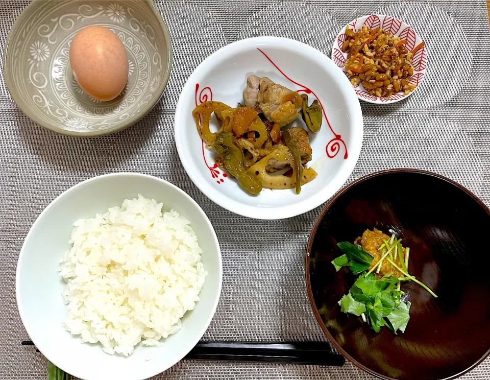 鶏肉の炒り煮定食|morimi32さん