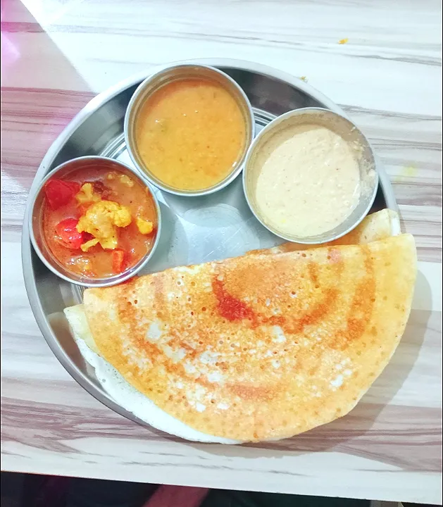 dosa with Cauliflower slurry, Sambar, Coconut chutney|Rathi MSさん