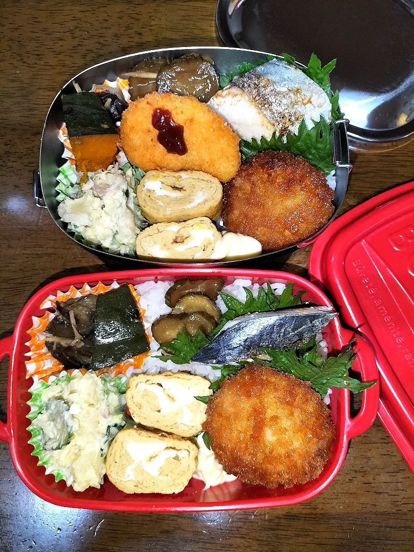 旦那弁当　　
私弁当🍱
　骨取りさわらの塩焼き😄|miimiさん