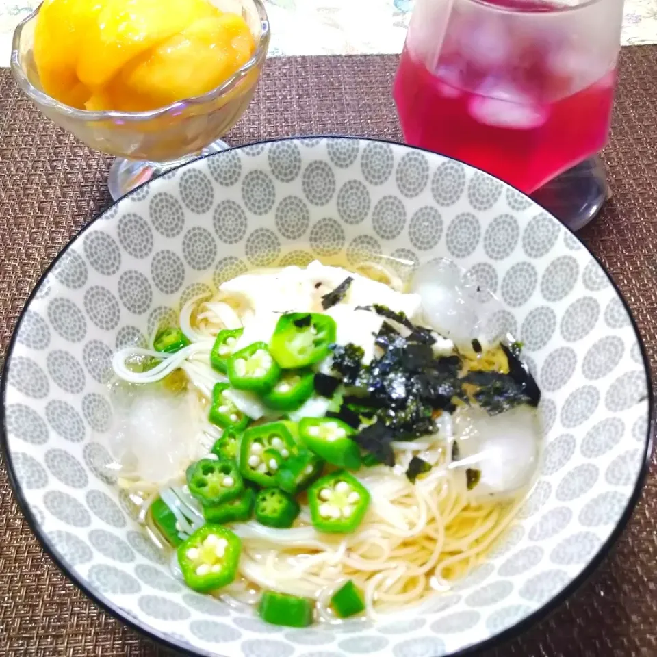 とろろオクラそうめん|うたかた。さん