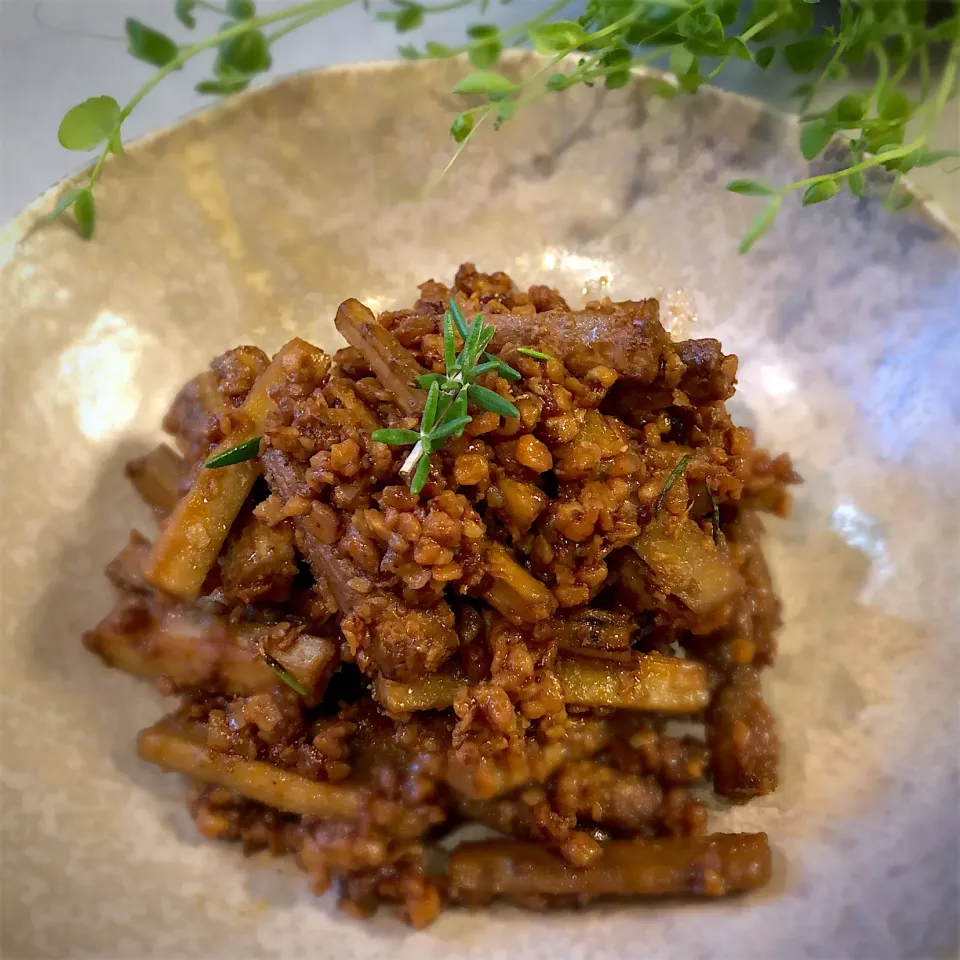 大豆ミートのラグーソース風 牛蒡煮込み|はるち- ̗̀ ☺︎  ̖́-さん