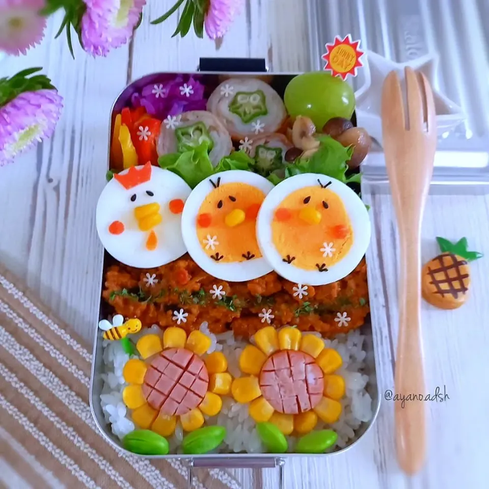 🍆ナスたっぷりめ
夏野菜ドライカレー弁当🐔🐤🐥|ayano.adshさん