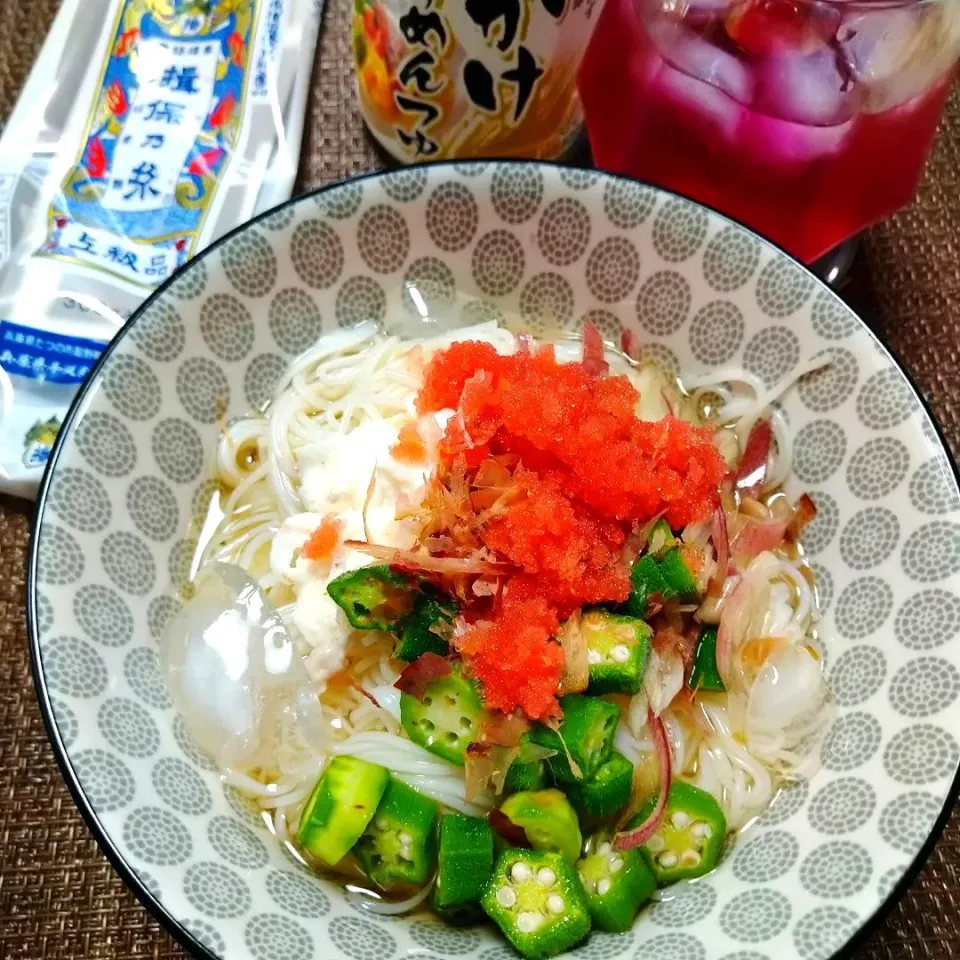 Snapdishの料理写真:ぶっかけたらことろろそうめん|うたかた。さん