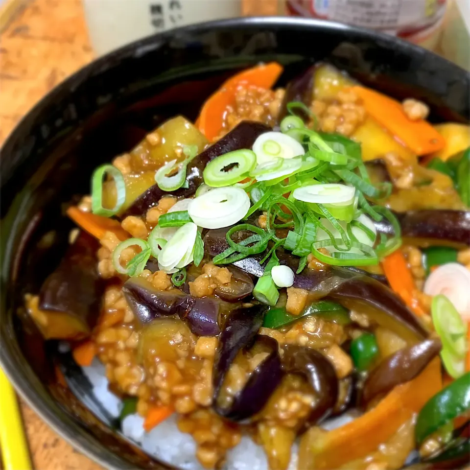 大豆ミートで麻婆茄子丼|にょんにいさん