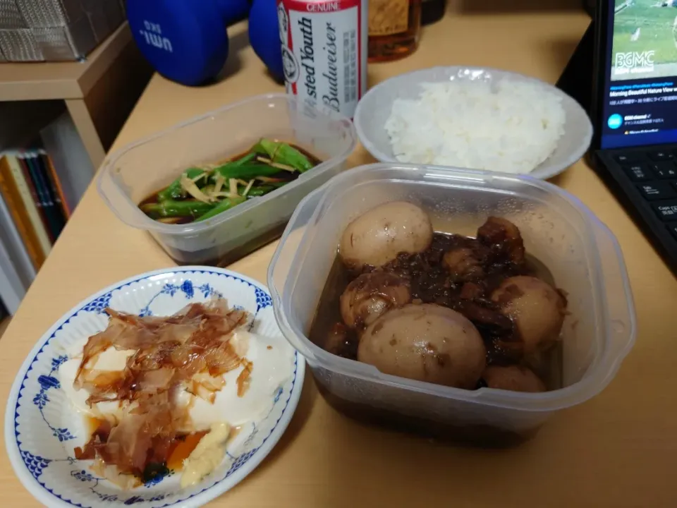 魯肉飯
オクラのレンチン浸し
冷奴|ヲさん