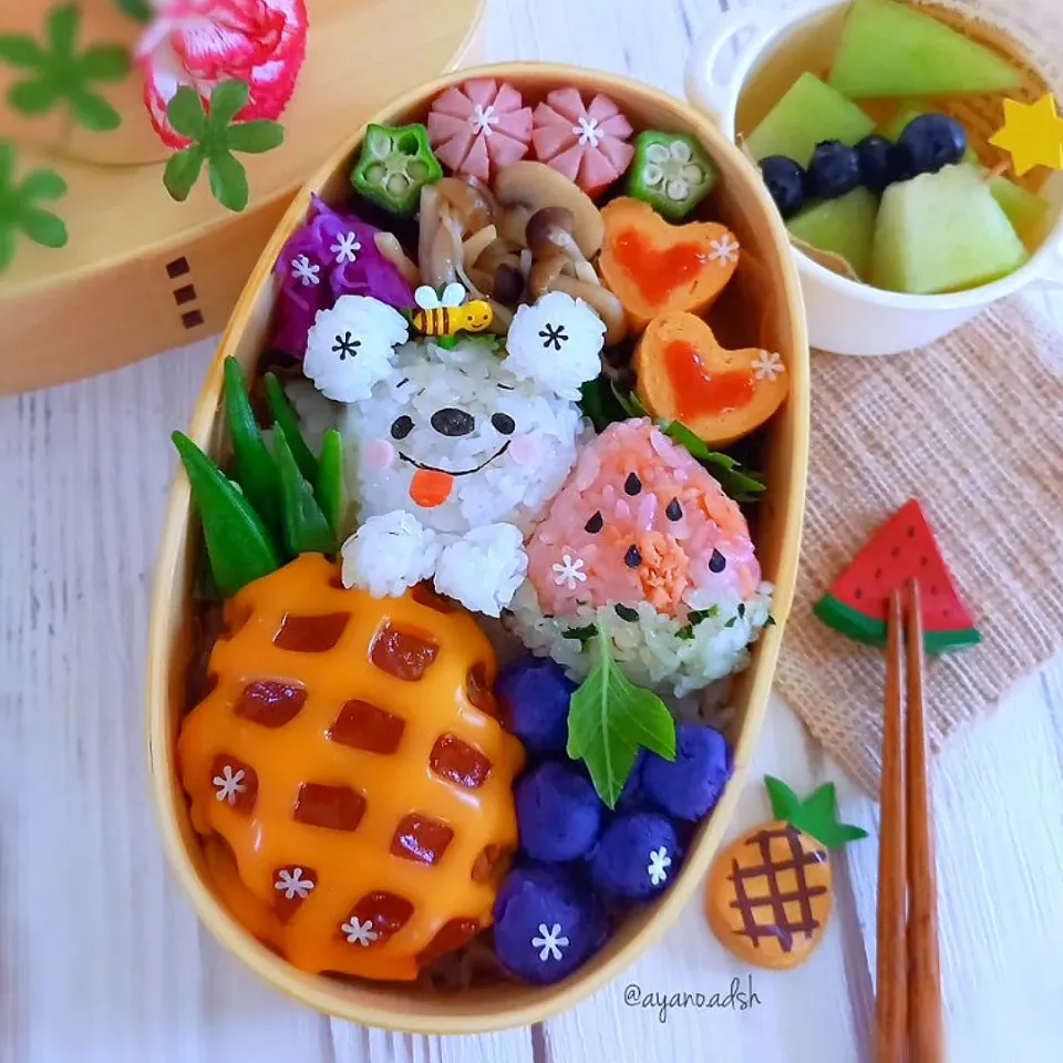 🍇🍍🍉夏のフルーツ柄弁当🍇🍍🍉|ayano.adshさん