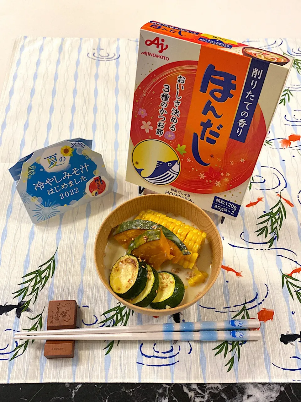 Snapdishの料理写真:夏野菜の冷やし豆乳みそ汁|エミッフィさん