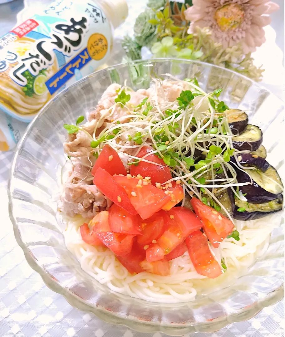 とろ茄子🍆🐷豚しゃぶぶっかけそうめん ◡̈⋆|fumiさん