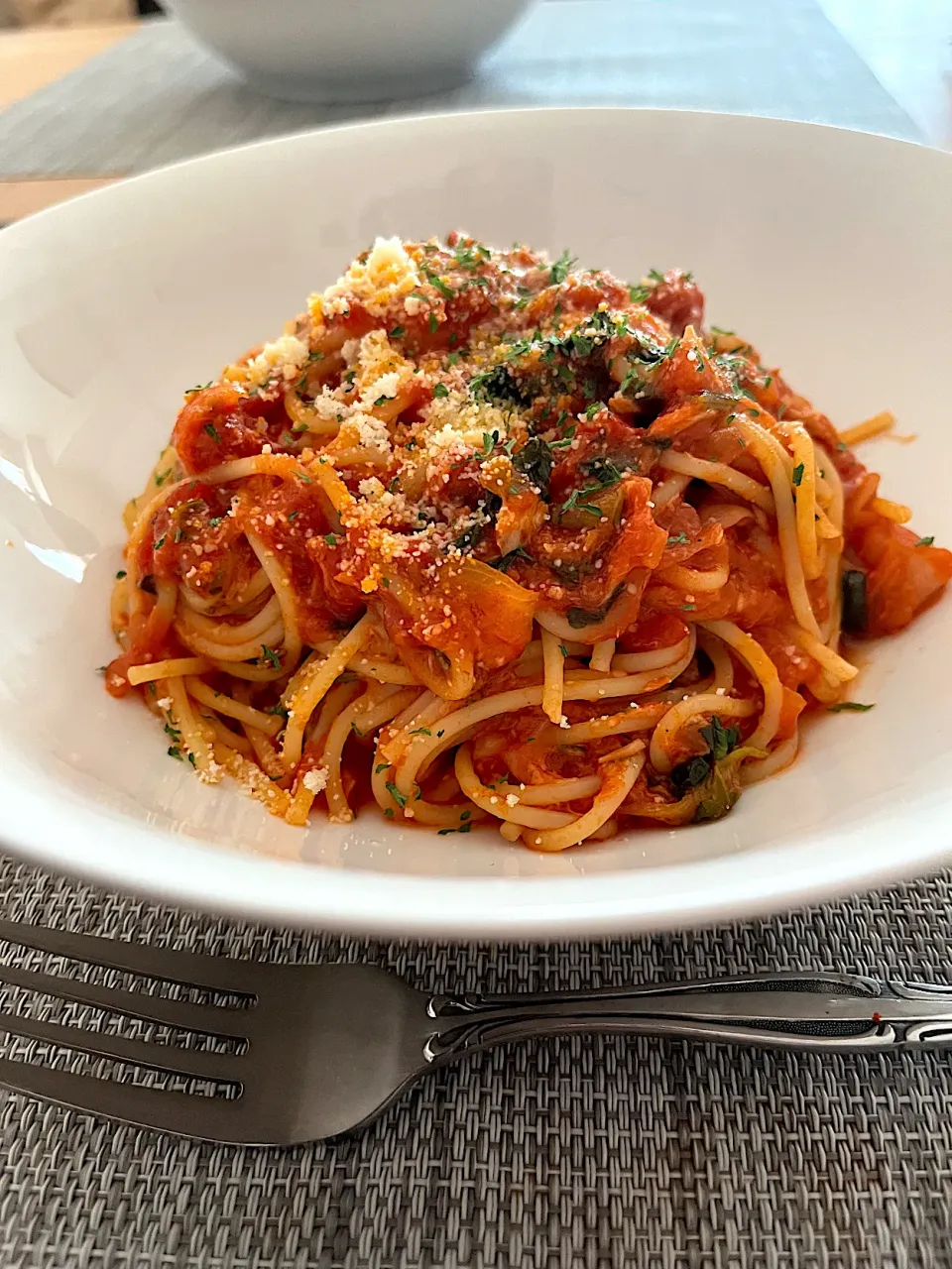 ほうれん草とツナのトマトソーススパゲティ🍝|Sakikoさん