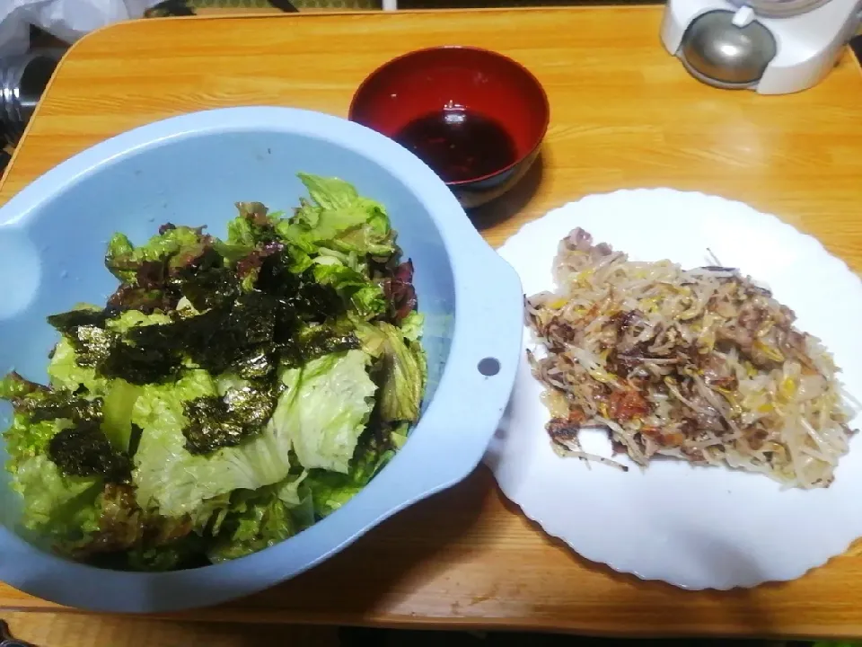 Snapdishの料理写真:8/4 深夜勤務後野菜盛り盛り飯|Mr. secretさん