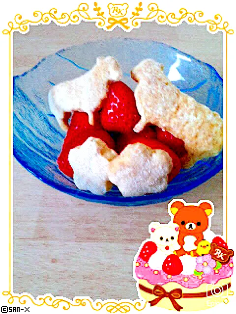 Snapdishの料理写真:🍓イチゴとヒツジ&花柄クッキーのデザート🐏🌸|KAORUNSHEEPさん