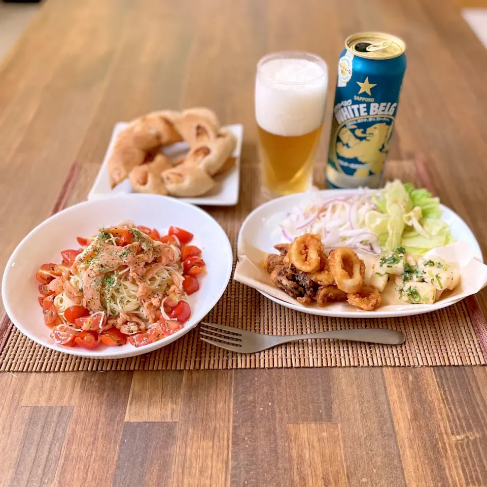 Snapdishの料理写真:スモークサーモンとミニトマトの冷製パスタ|Ruotoさん