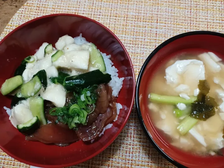 漬丼、鮪と叩き山芋きゅうり🍺抜きます|ぱいんてーるさん