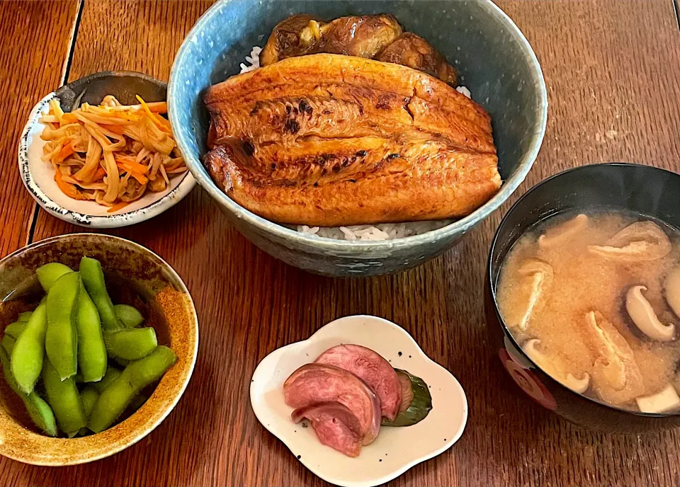 晩ごはん♯茄子とうなぎの蒲焼き丼|小松菜さん