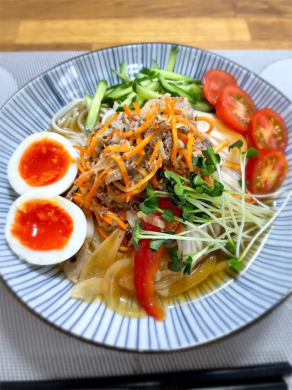 Snapdishの料理写真:鯖の水煮缶そうめん|morimi32さん