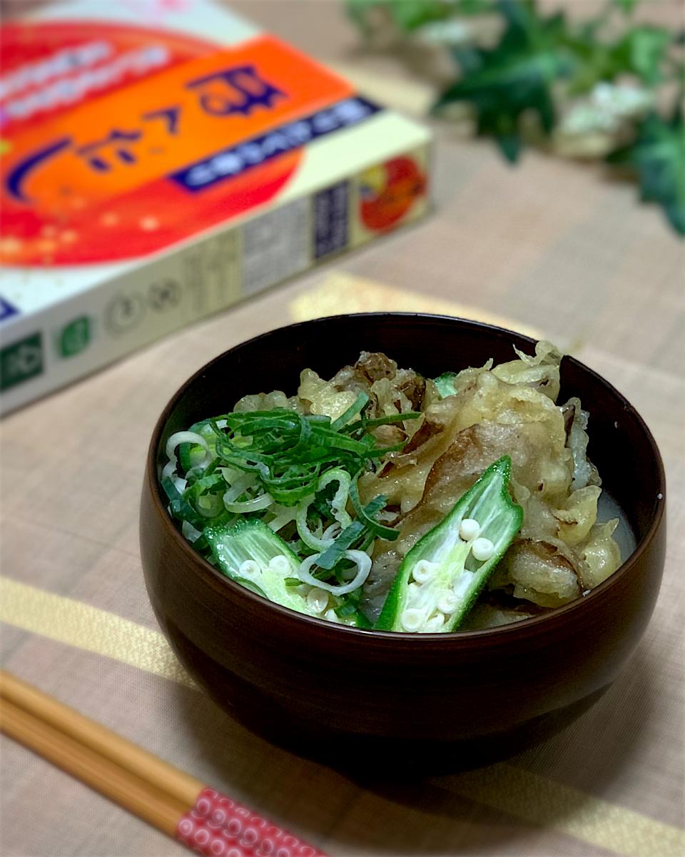 舞茸の天ぷらとオクラの冷やしみそ汁