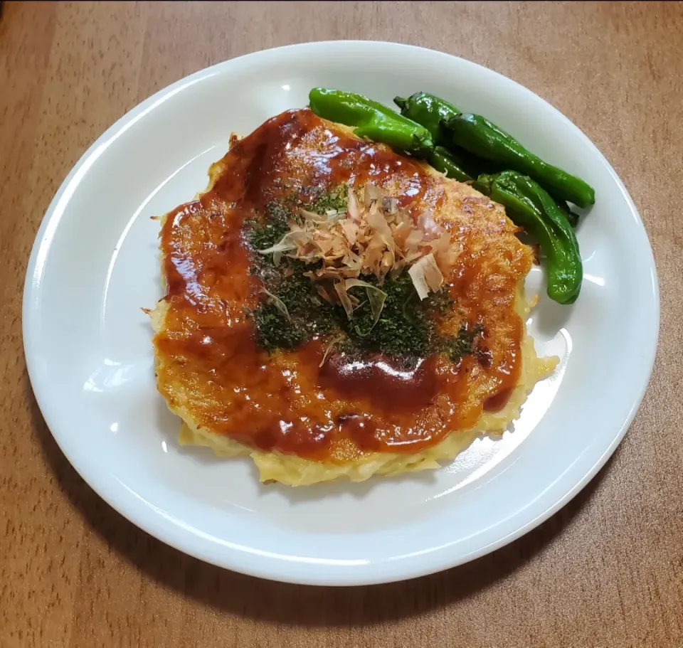 お豆腐の入ったお好み焼きとししとう|ナナさん