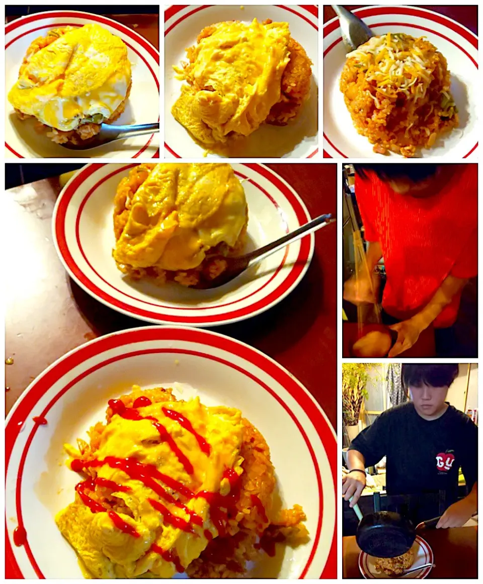 Today's dinner🍴Omelet w/a filling of ketchup‐seasoned fried rice  by Kids|🌈Ami🍻さん