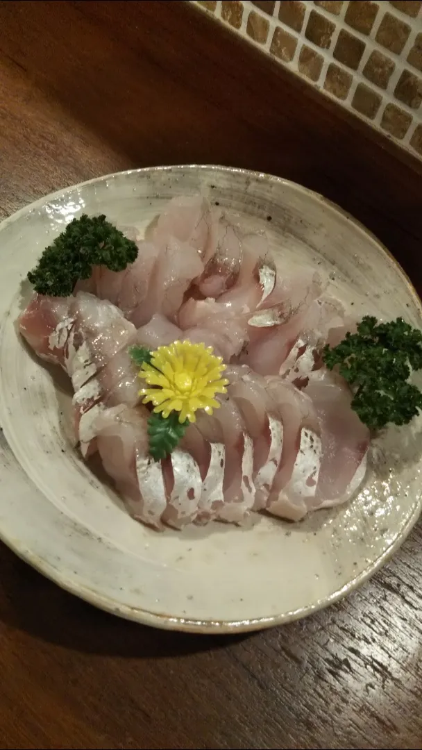 Snapdishの料理写真:マゴチのお刺身|きみちさん