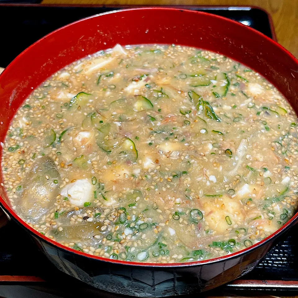 鯖味噌缶で冷や汁|たまさん