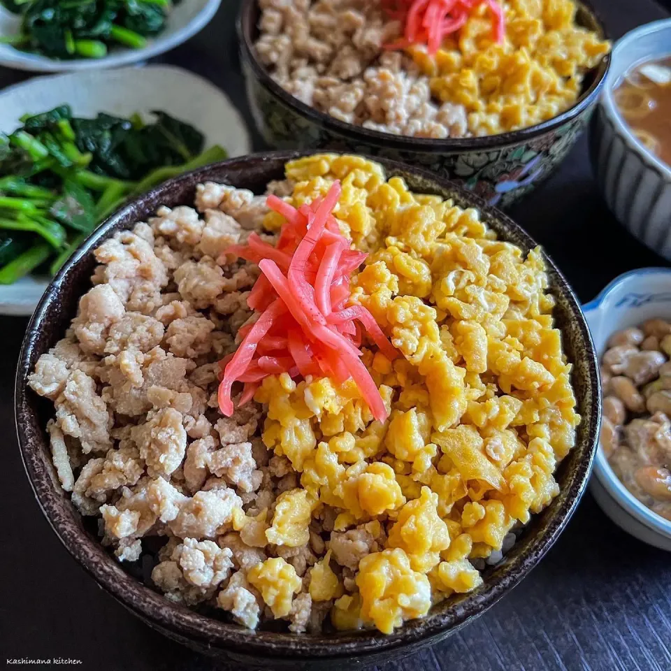 Snapdishの料理写真:鶏そぼろ丼|Kashimanakitchenさん