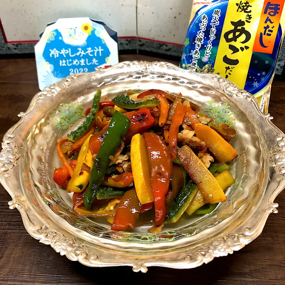 夏野菜焼きあごだし炒め💐|henryさん