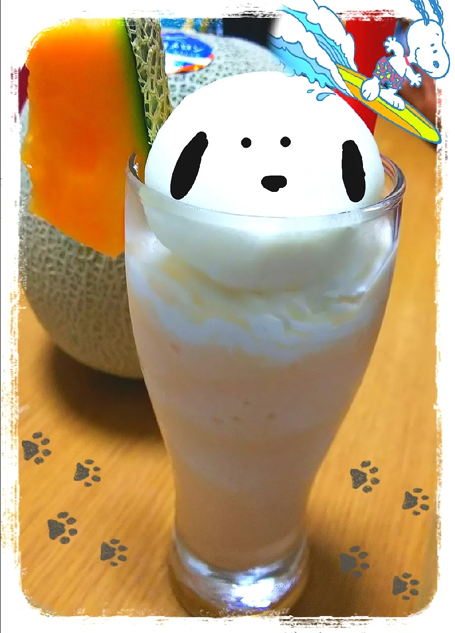 Snapdishの料理写真:メロンフラペチーノ|ひとみんΨ(*´∀｀)Ψさん