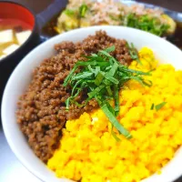 そぼろ丼　そぼろが余ったら冷凍保存で。|猫王(にゃおー)さん