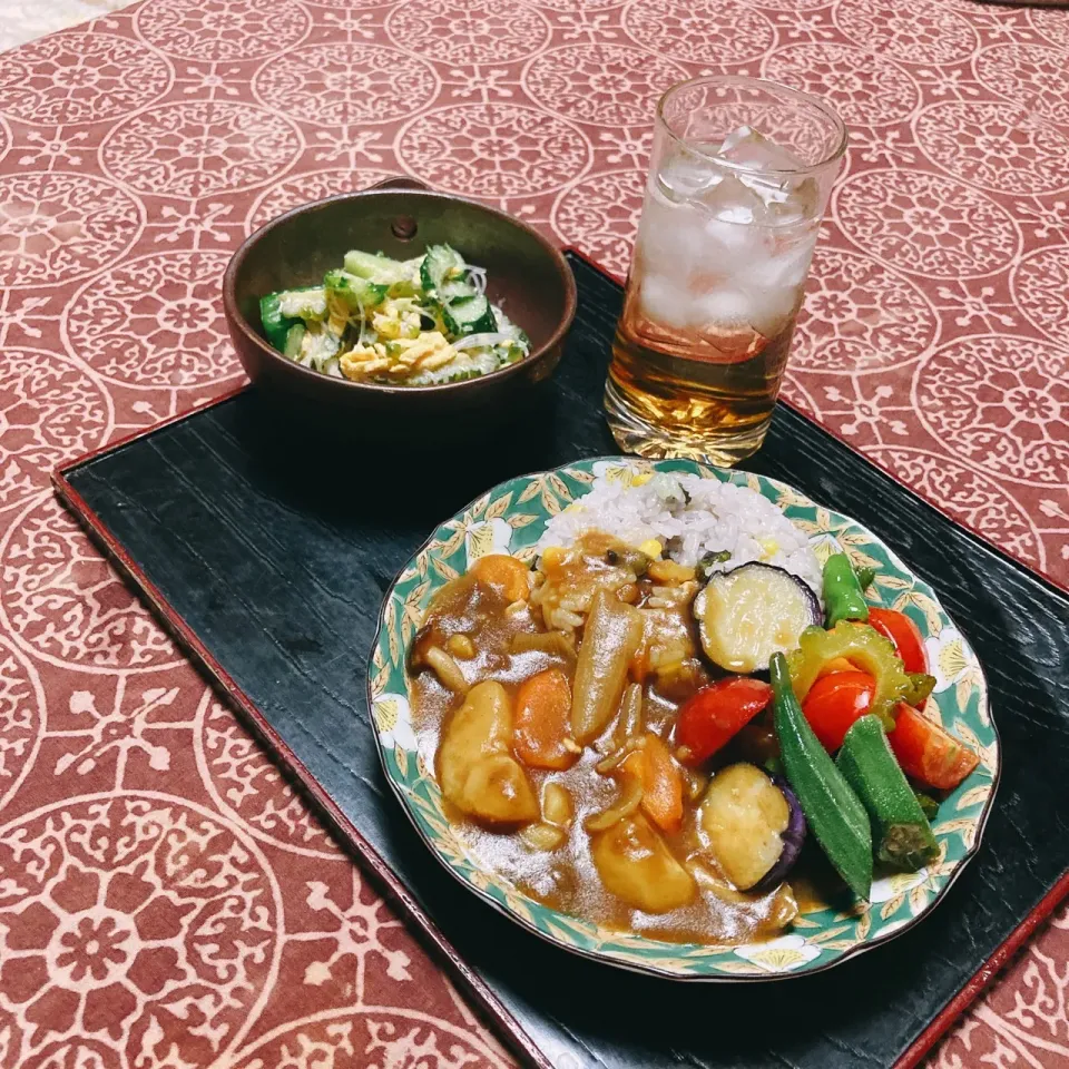 grandmaの晩ごはん☆夏野菜カレー🍛8月11日|kaoriさん