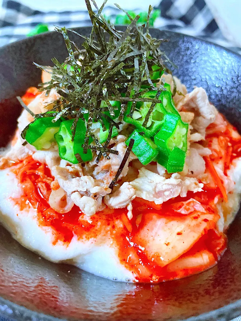 Kさんの料理 豚キムチと山芋丼|オーロラさん