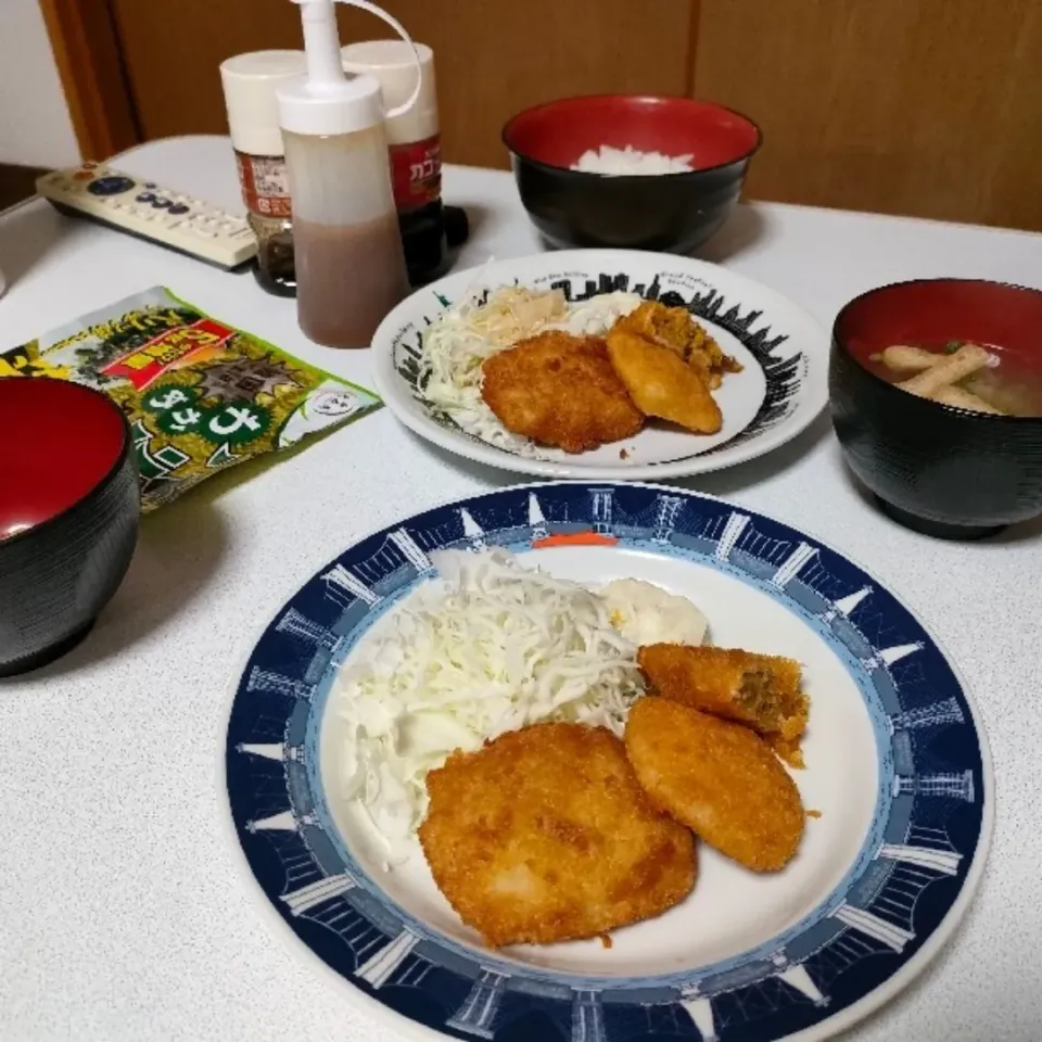 冷凍食品を使った揚げないミックスフライ定食。|ariyo4200さん